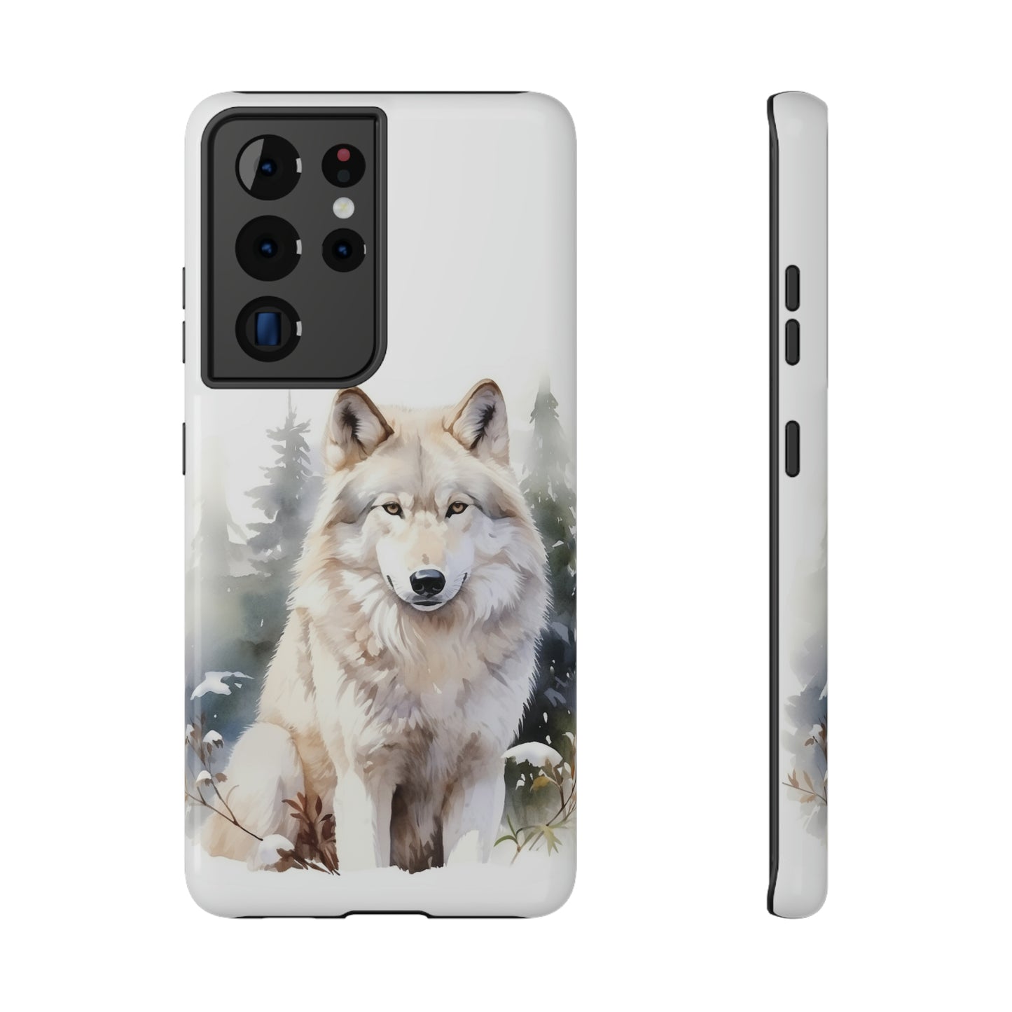 White Winter Wolf Impact Resistant Phone Case, Glossy Finish