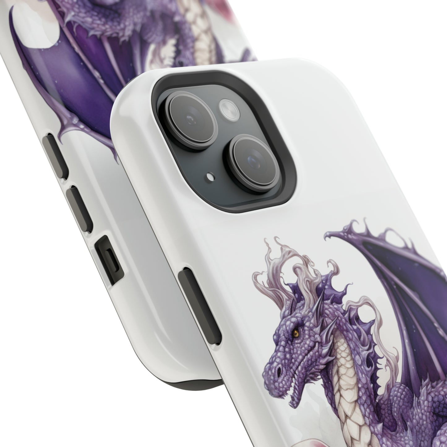 Purple Dragon and Mushrooms Glossy Impact Resistant Phone Case