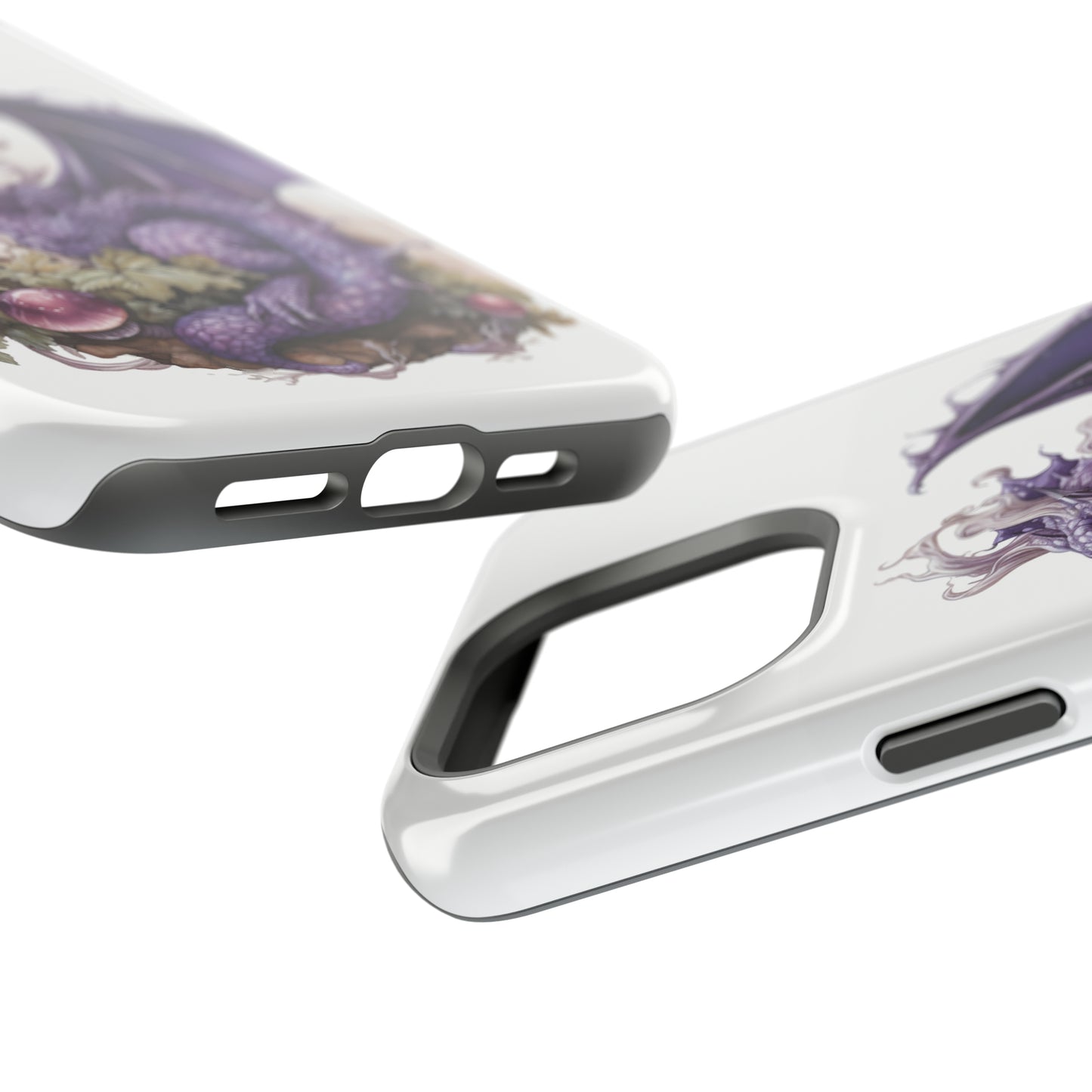 Purple Dragon and Mushrooms Glossy Impact Resistant Phone Case