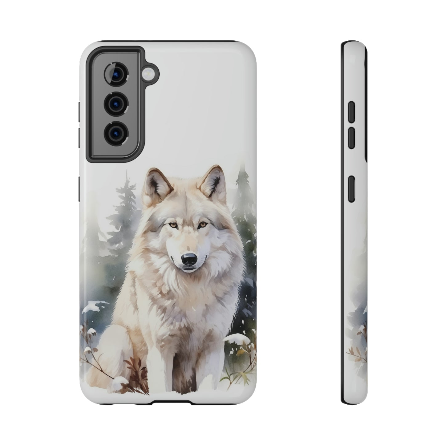 White Winter Wolf Impact Resistant Phone Case, Glossy Finish