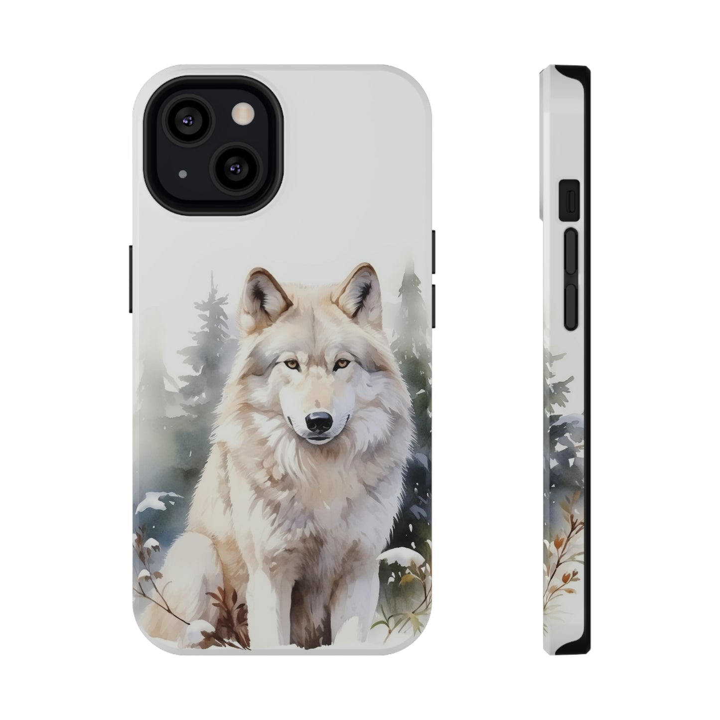 White Winter Wolf Impact Resistant Phone Case, Glossy Finish