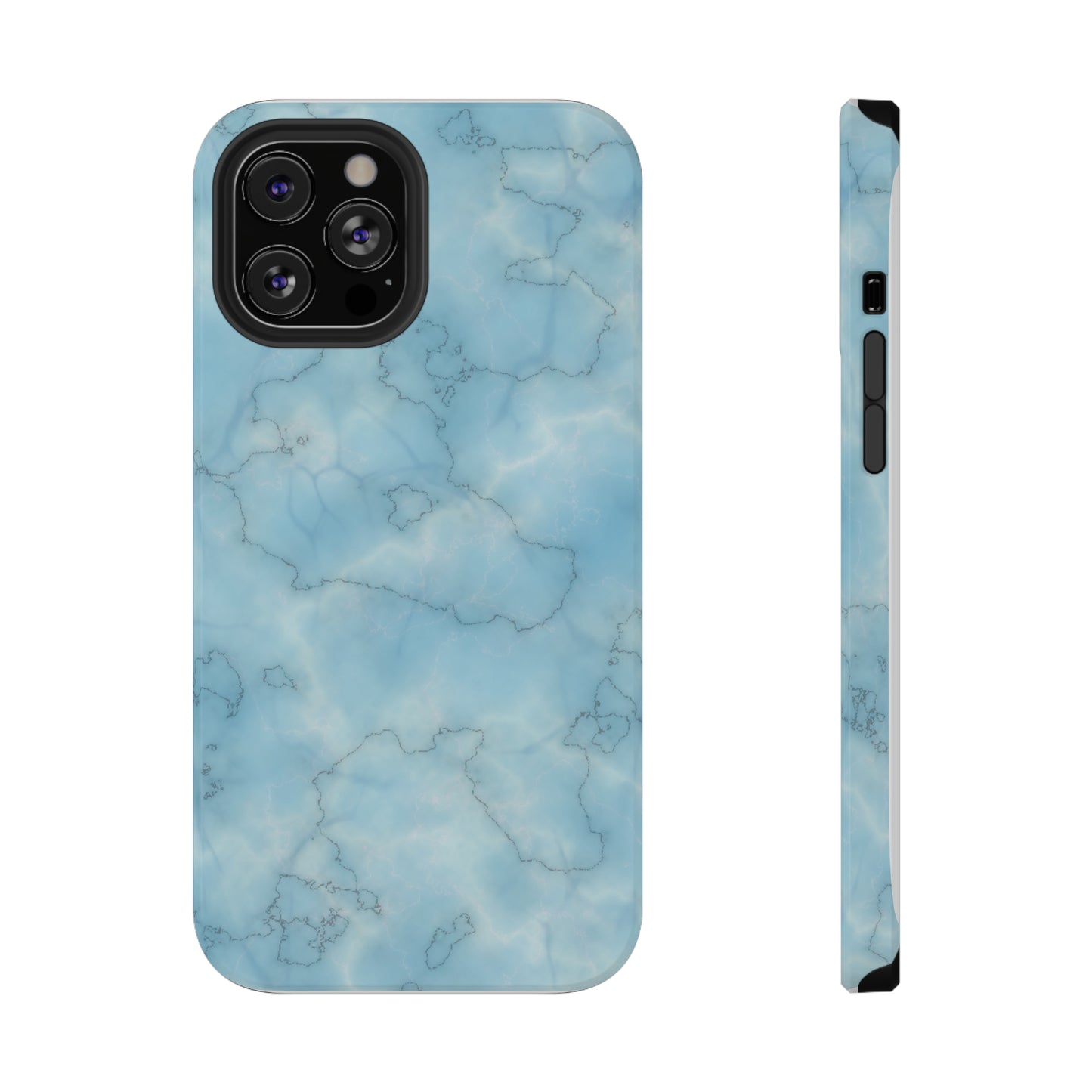 Light Blue Marble Glossy Impact Resistant Phone Case