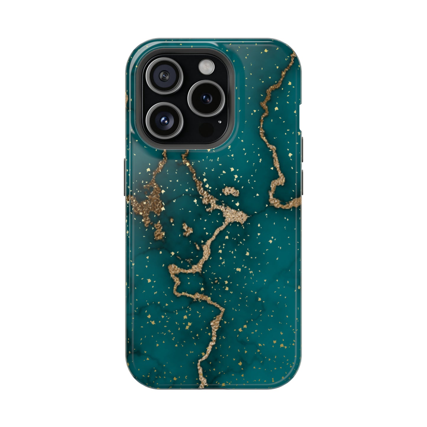 Teal & Gold Marble Phone Case Glossy Finish