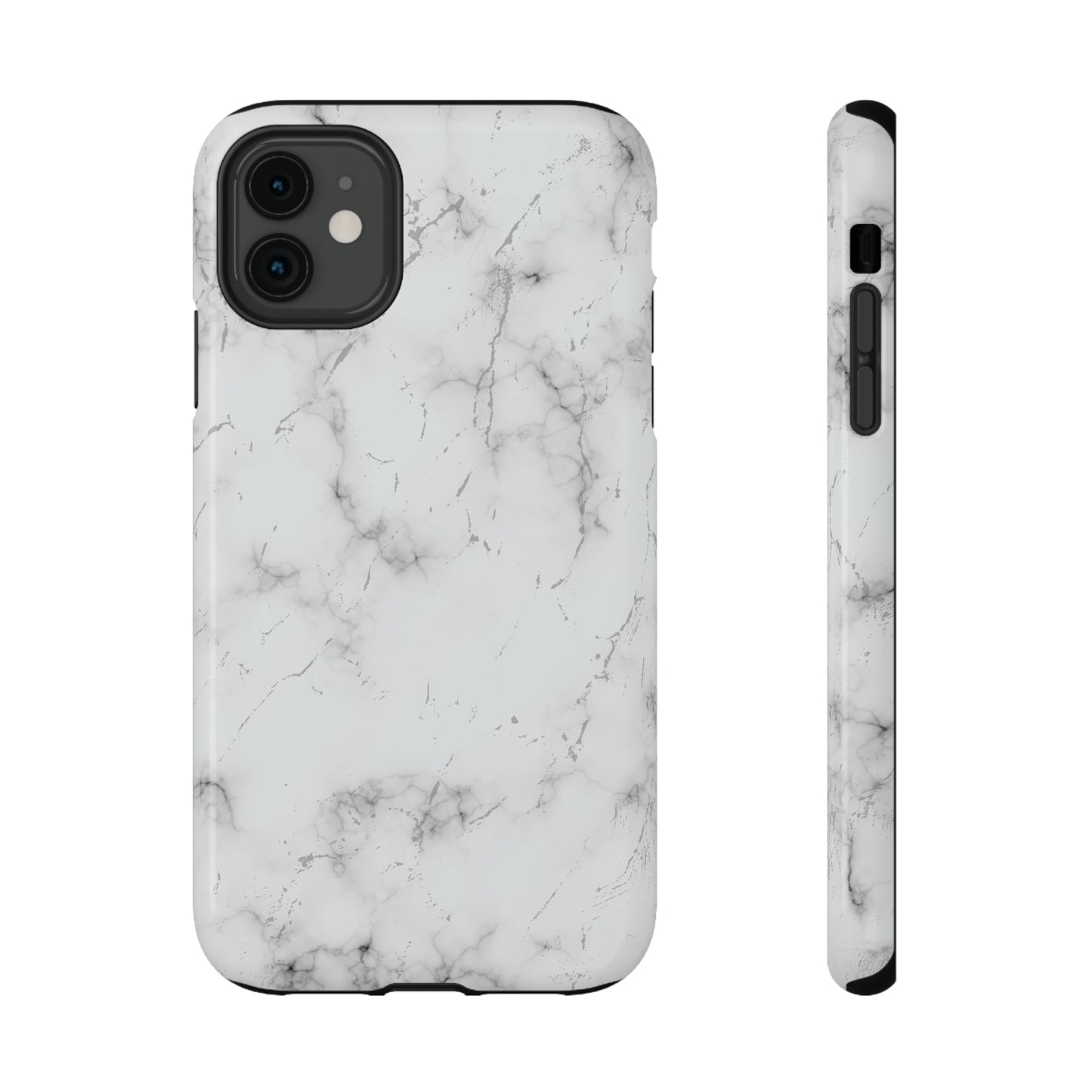 White and Black Glossy Impact Resistant Phone Case