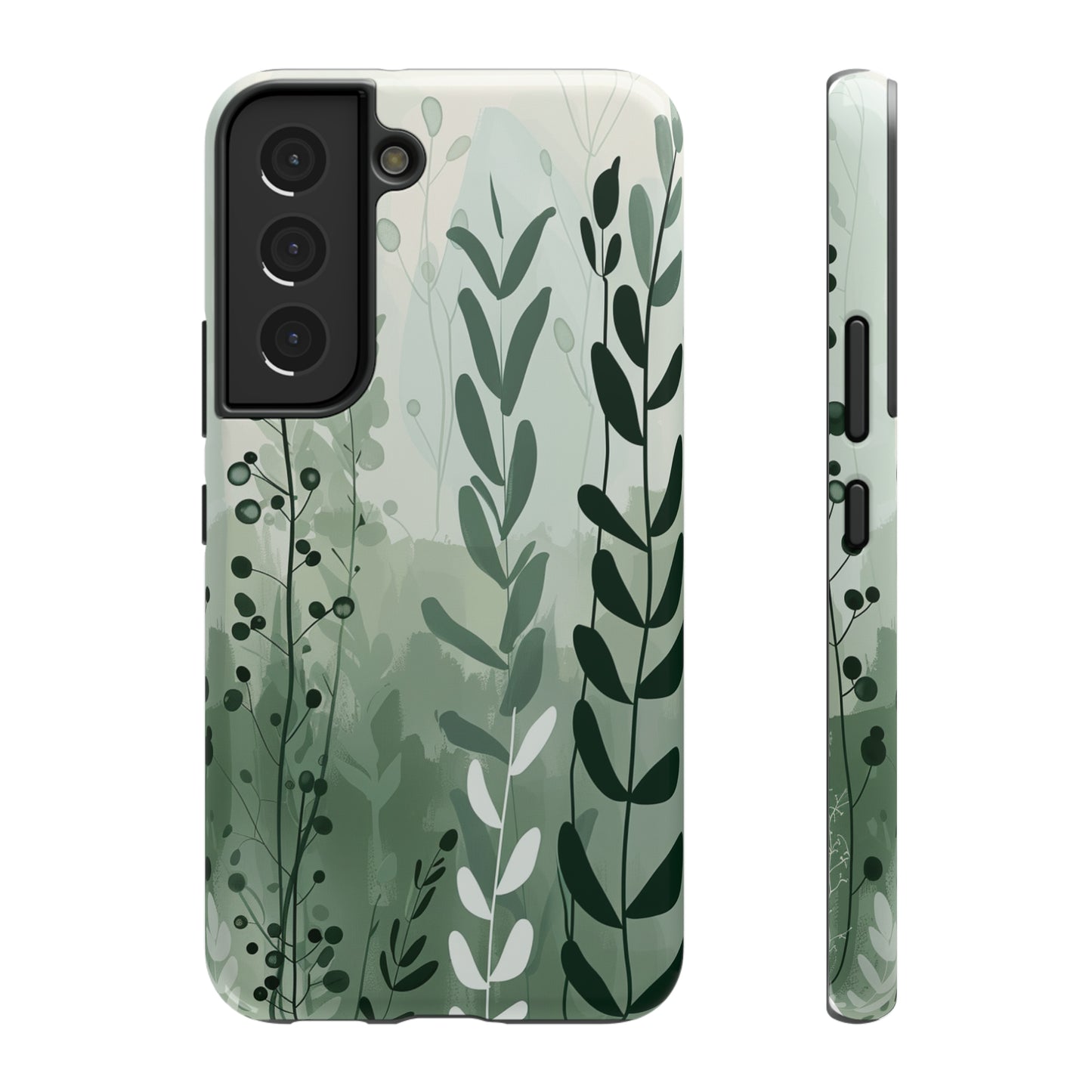 Sage Green Minimalist Floral Phone Case Glossy Finish