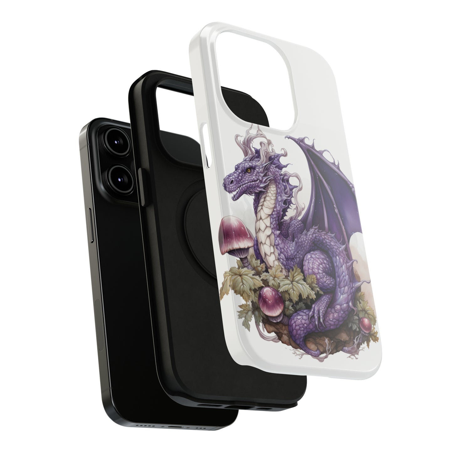 Purple Dragon and Mushrooms Glossy Impact Resistant Phone Case