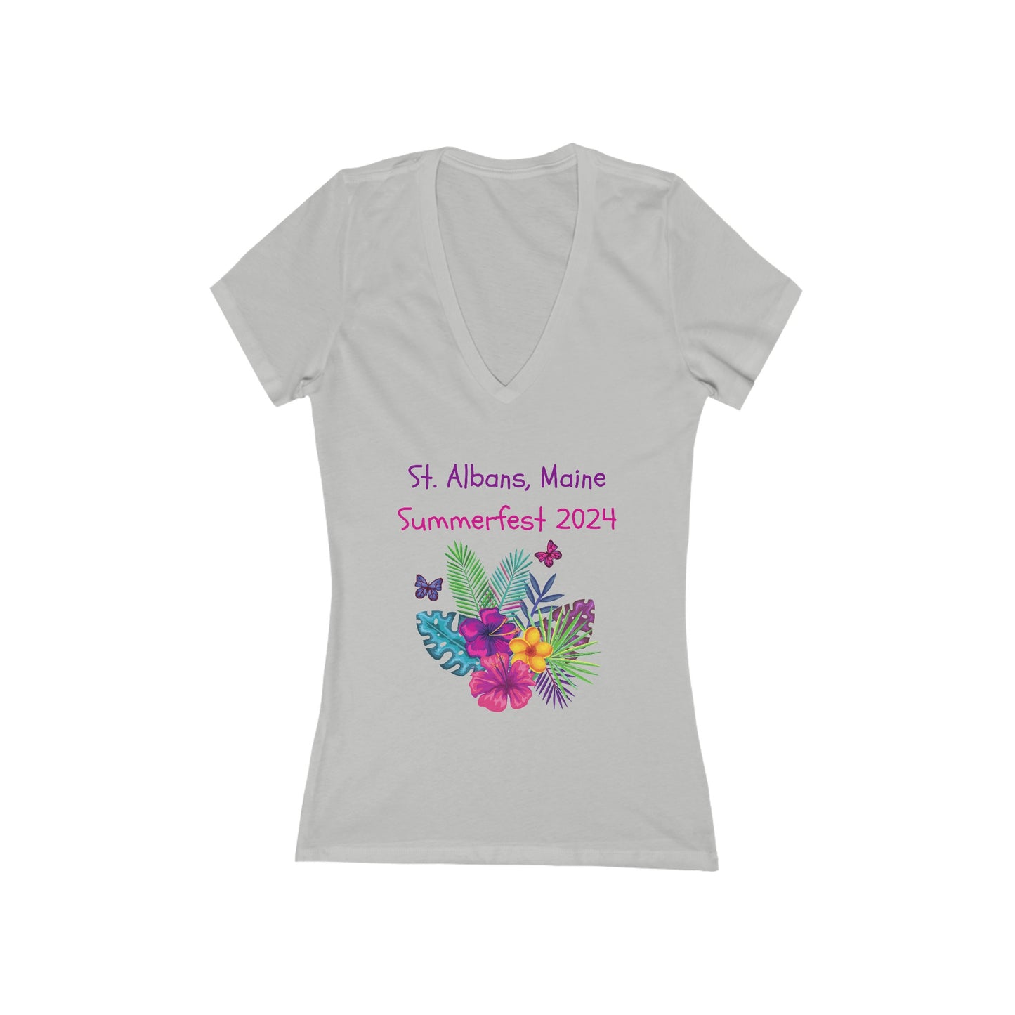 St. Albans Summerfest 2024 Floral Women's Deep V-Neck Tee