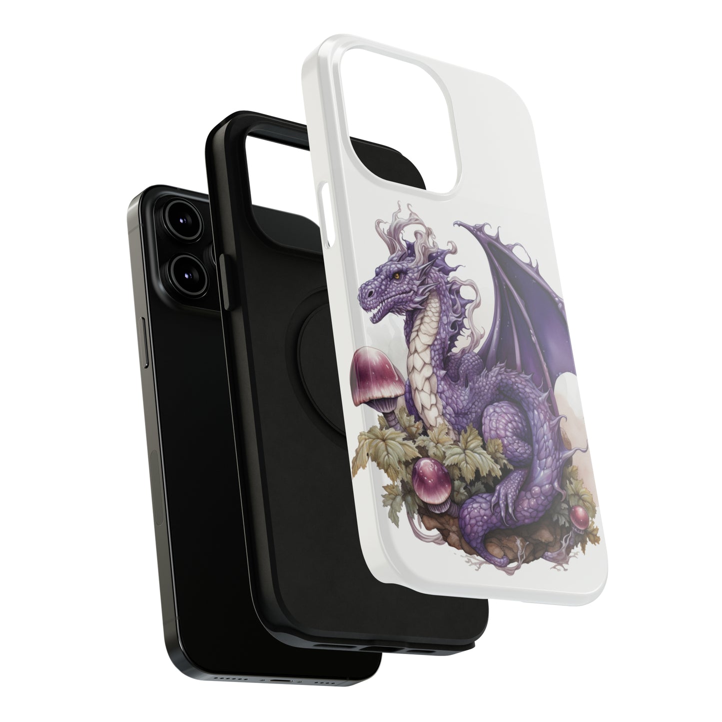 Purple Dragon and Mushrooms Glossy Impact Resistant Phone Case