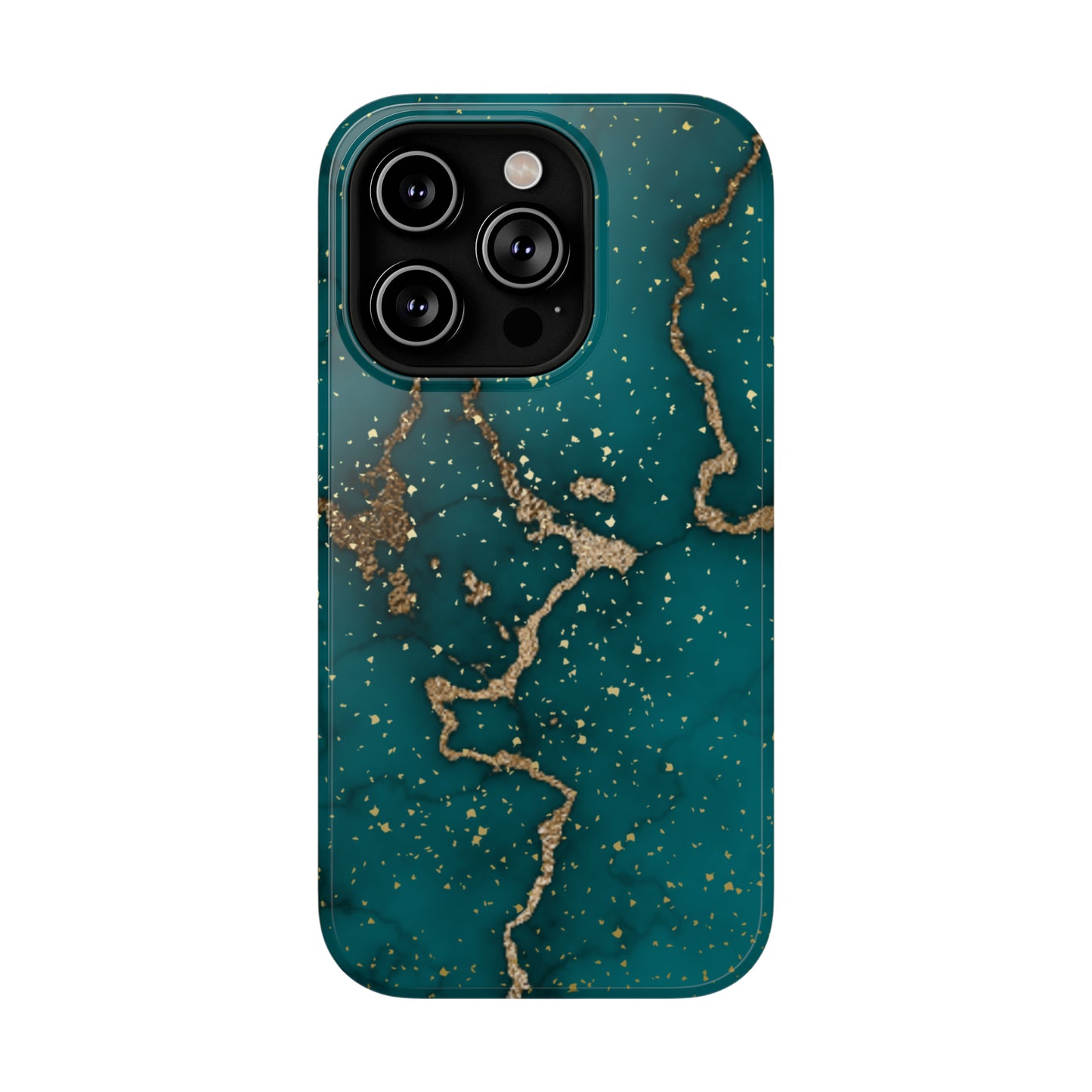 Teal & Gold Marble Phone Case Glossy Finish