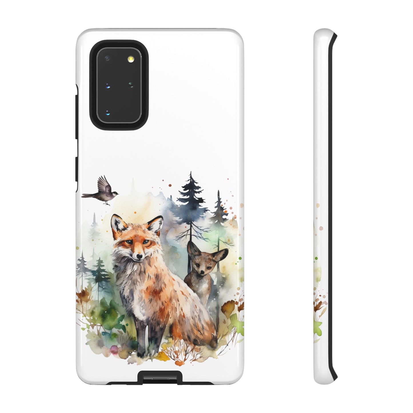 Red Fox Woodland Scene Watercolor Style Phone Case