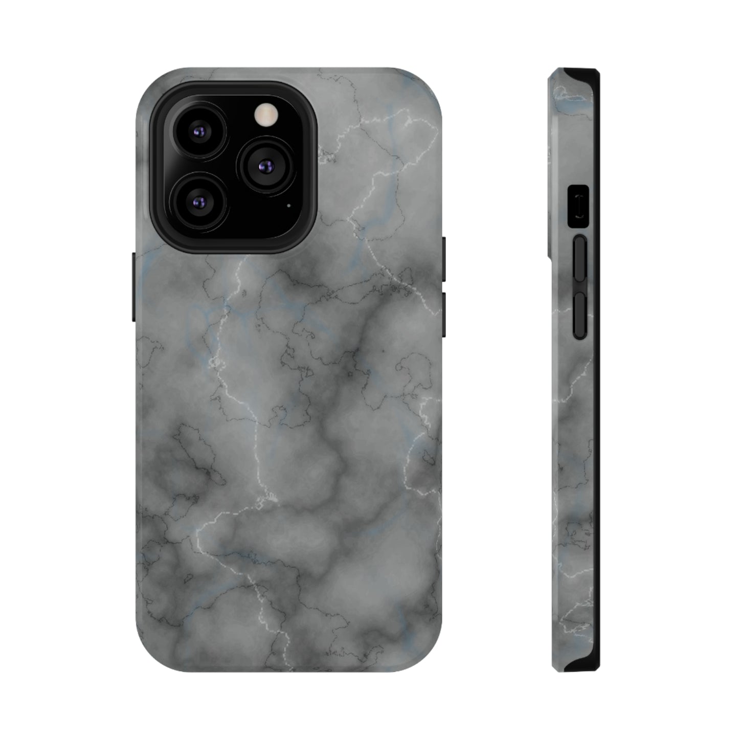 Gray Marble Glossy Impact Resistant Phone Case