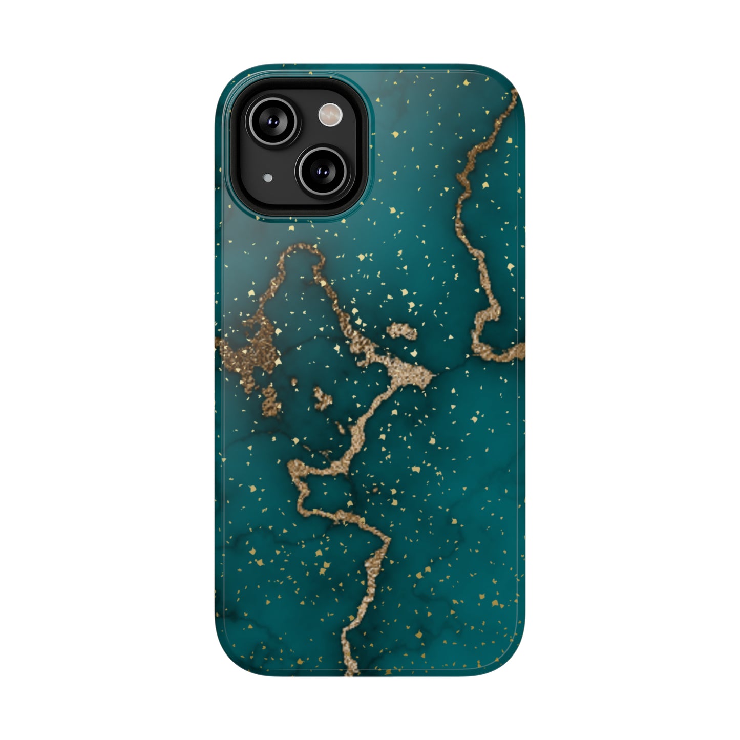 Teal & Gold Marble Phone Case Glossy Finish