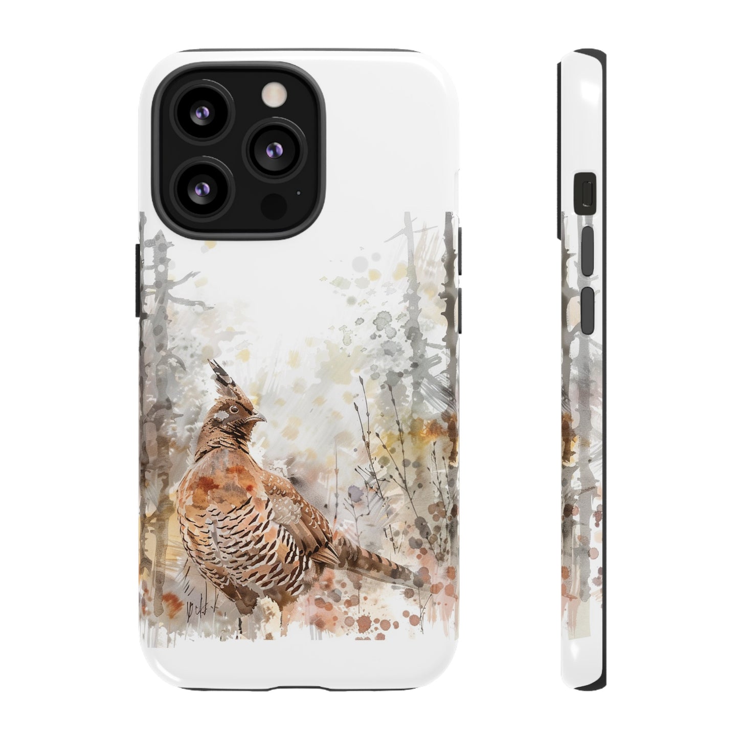 Patridge Ruffed Grouse Watercolor Style Phone Case