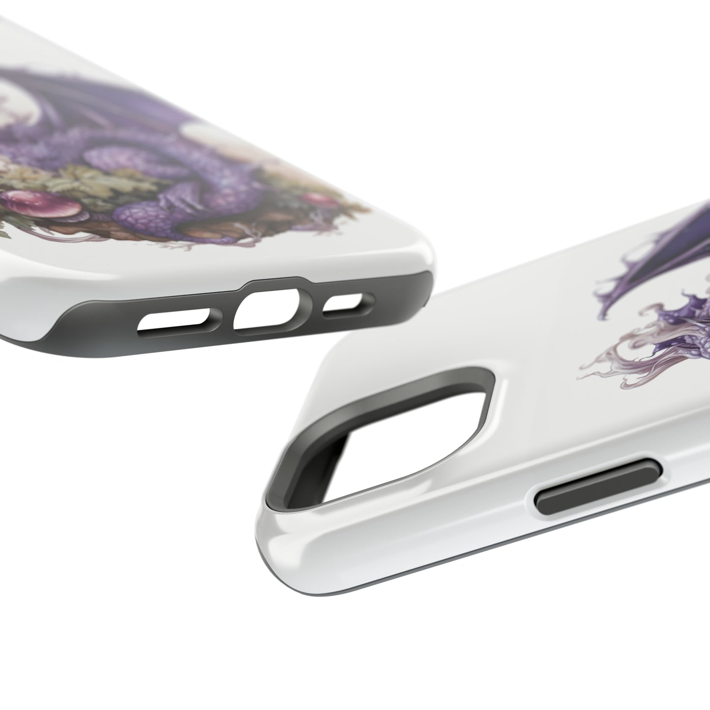 Purple Dragon and Mushrooms Glossy Impact Resistant Phone Case