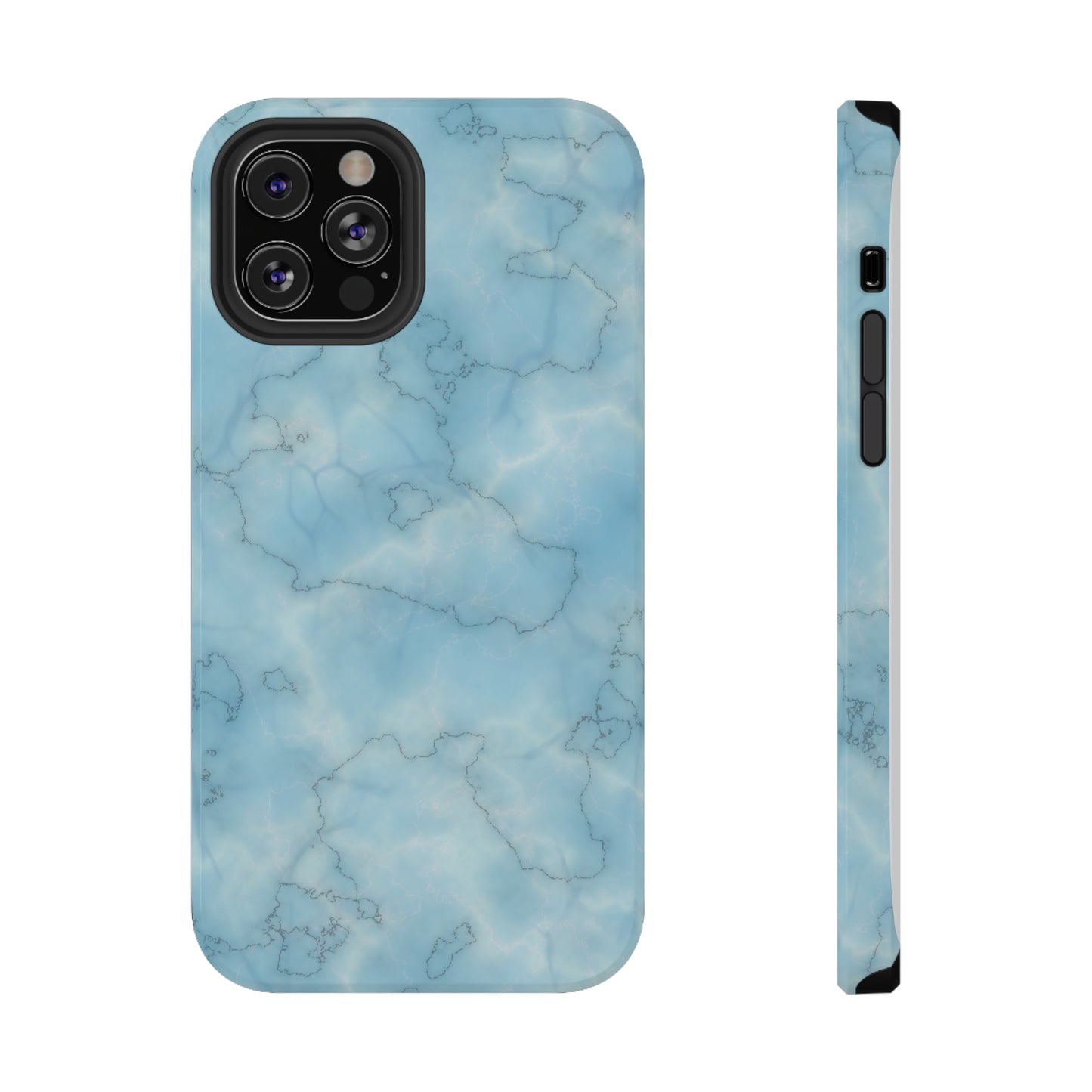 Light Blue Marble Glossy Impact Resistant Phone Case