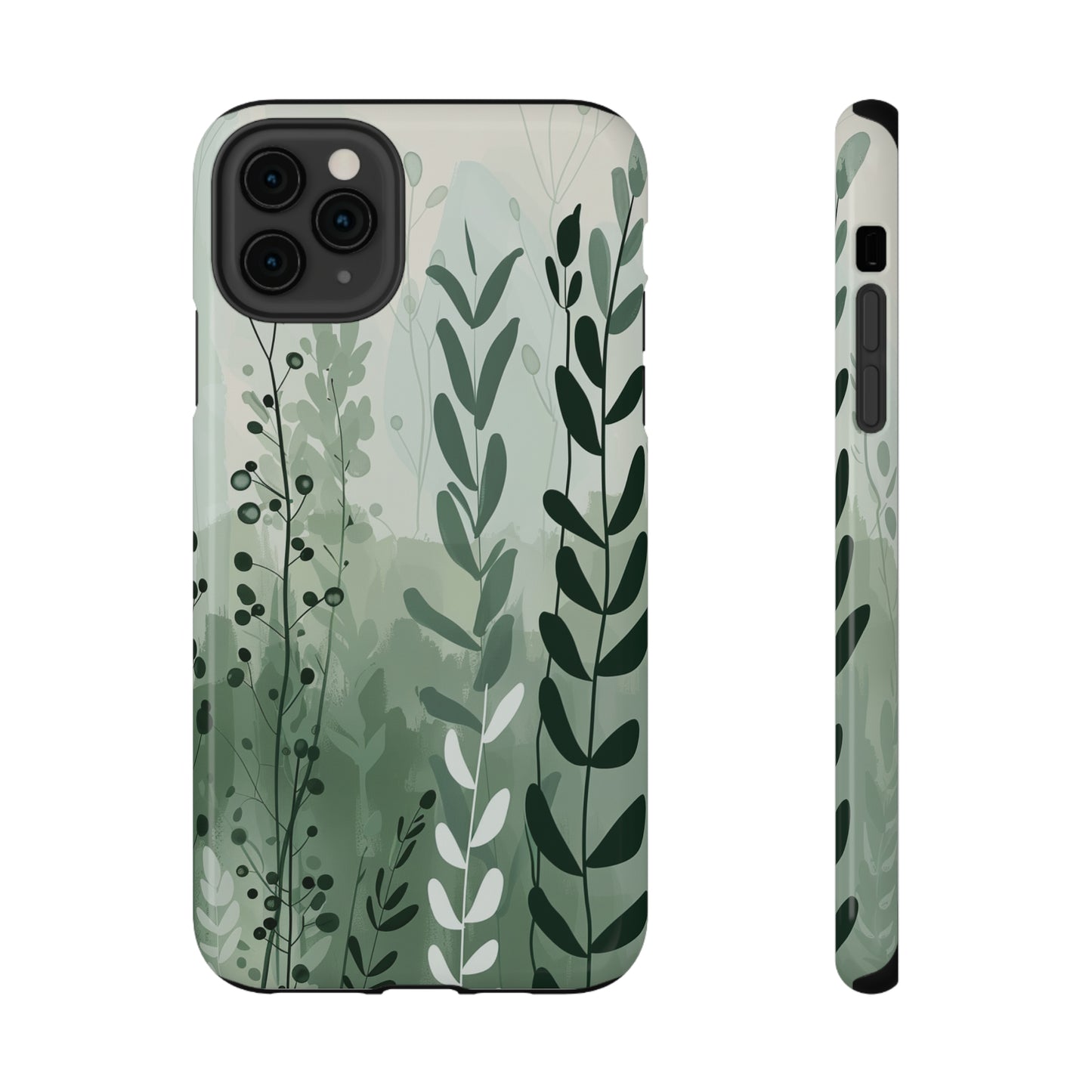 Sage Green Minimalist Floral Phone Case Glossy Finish