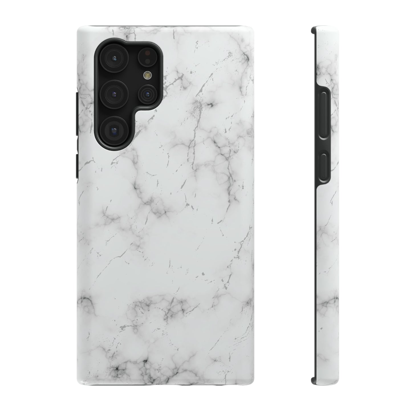 White and Black Glossy Impact Resistant Phone Case