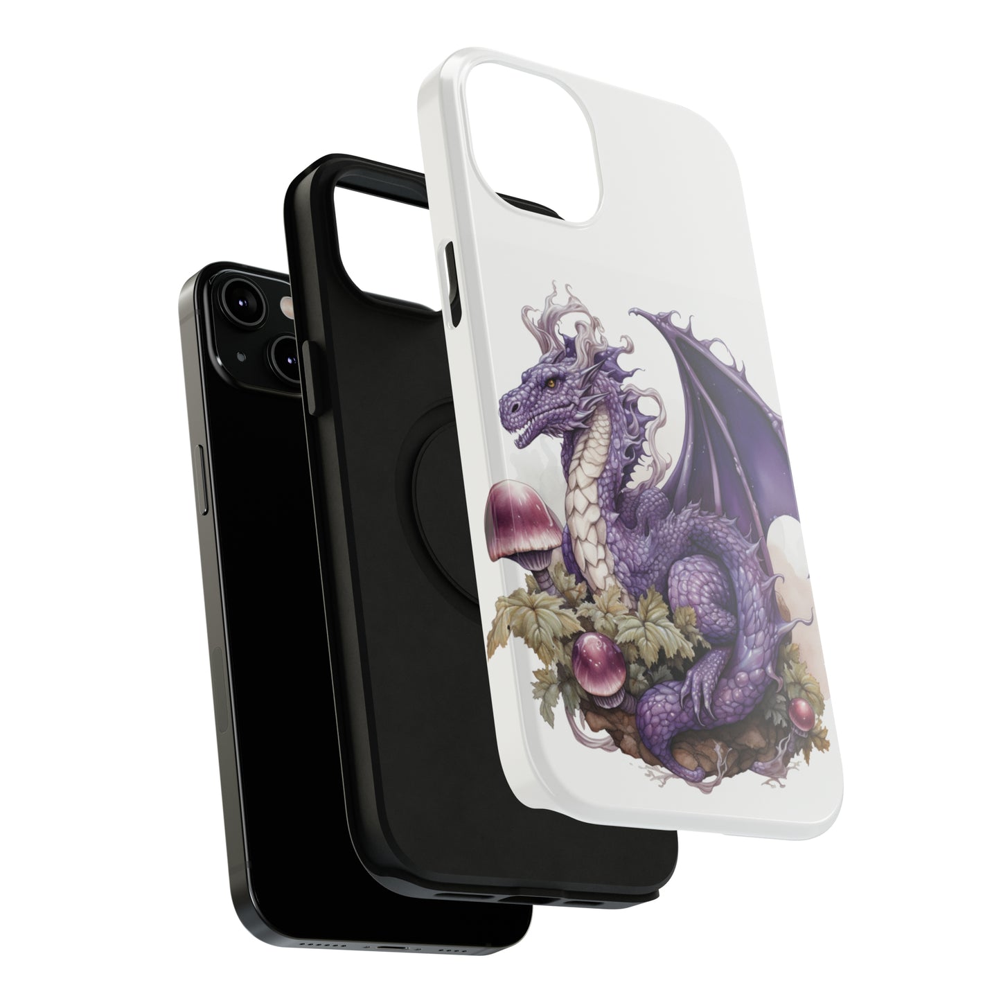 Purple Dragon and Mushrooms Glossy Impact Resistant Phone Case