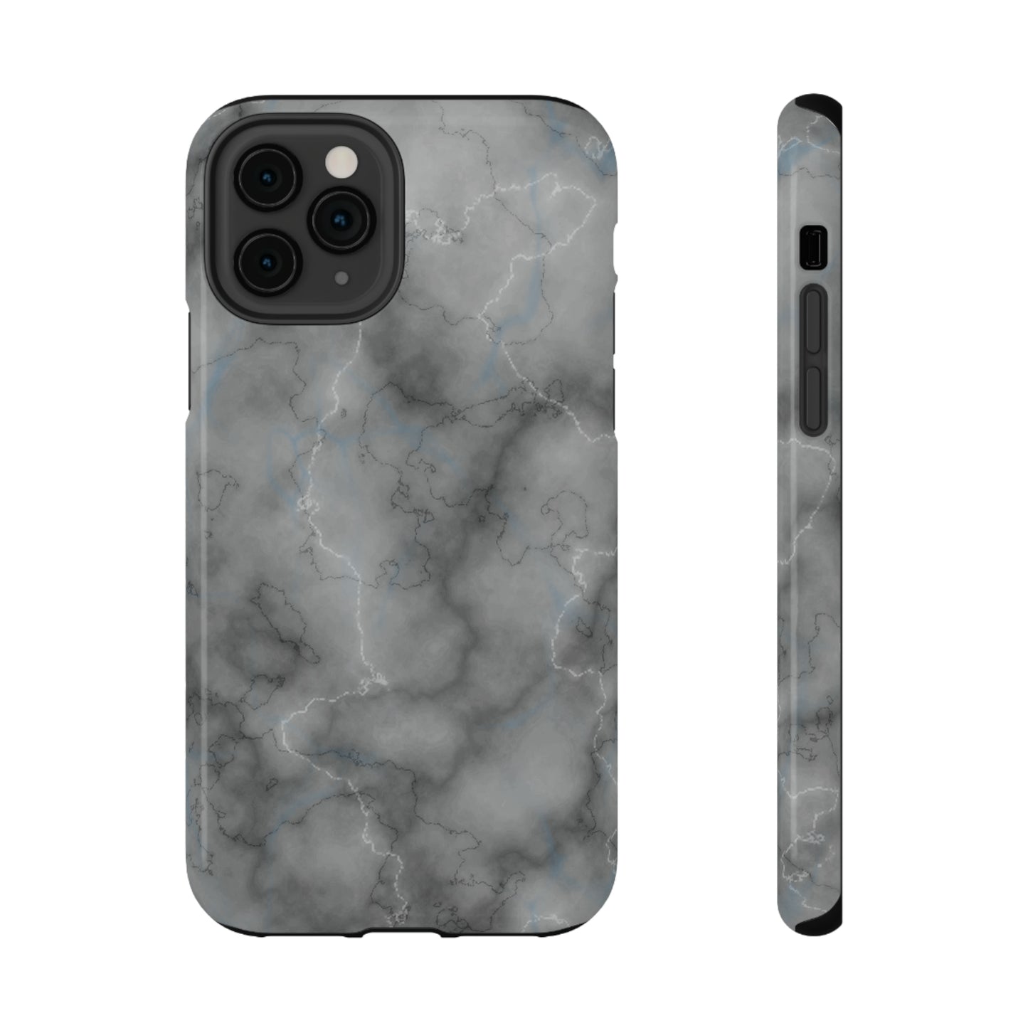 Gray Marble Glossy Impact Resistant Phone Case