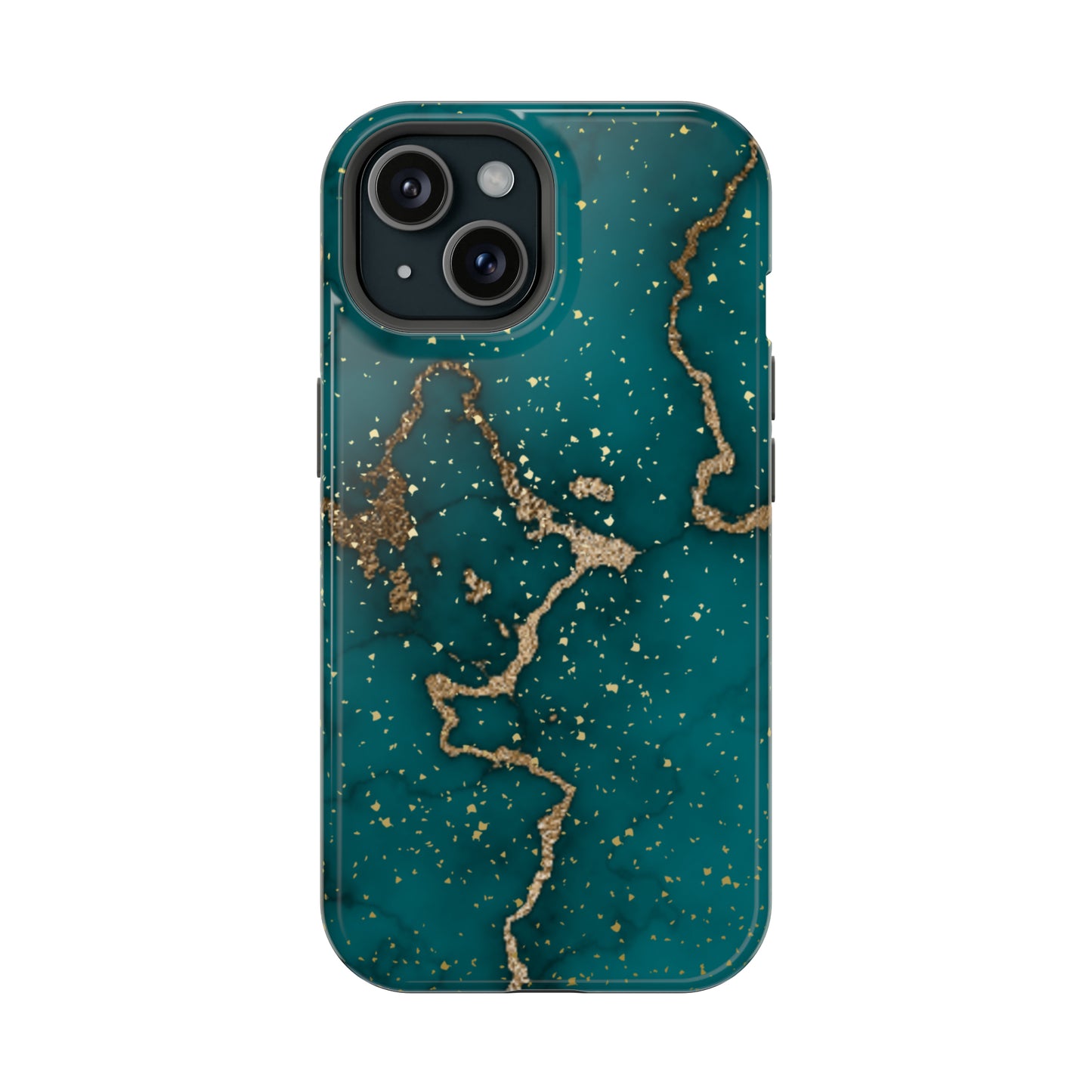 Teal & Gold Marble Phone Case Glossy Finish