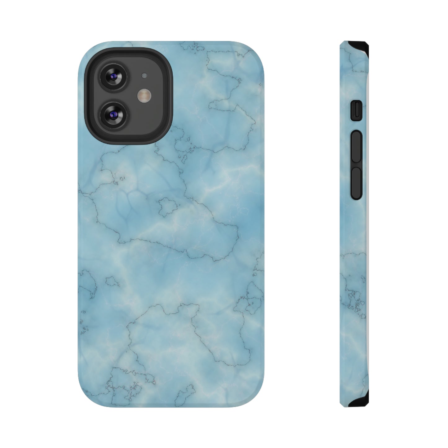 Light Blue Marble Glossy Impact Resistant Phone Case