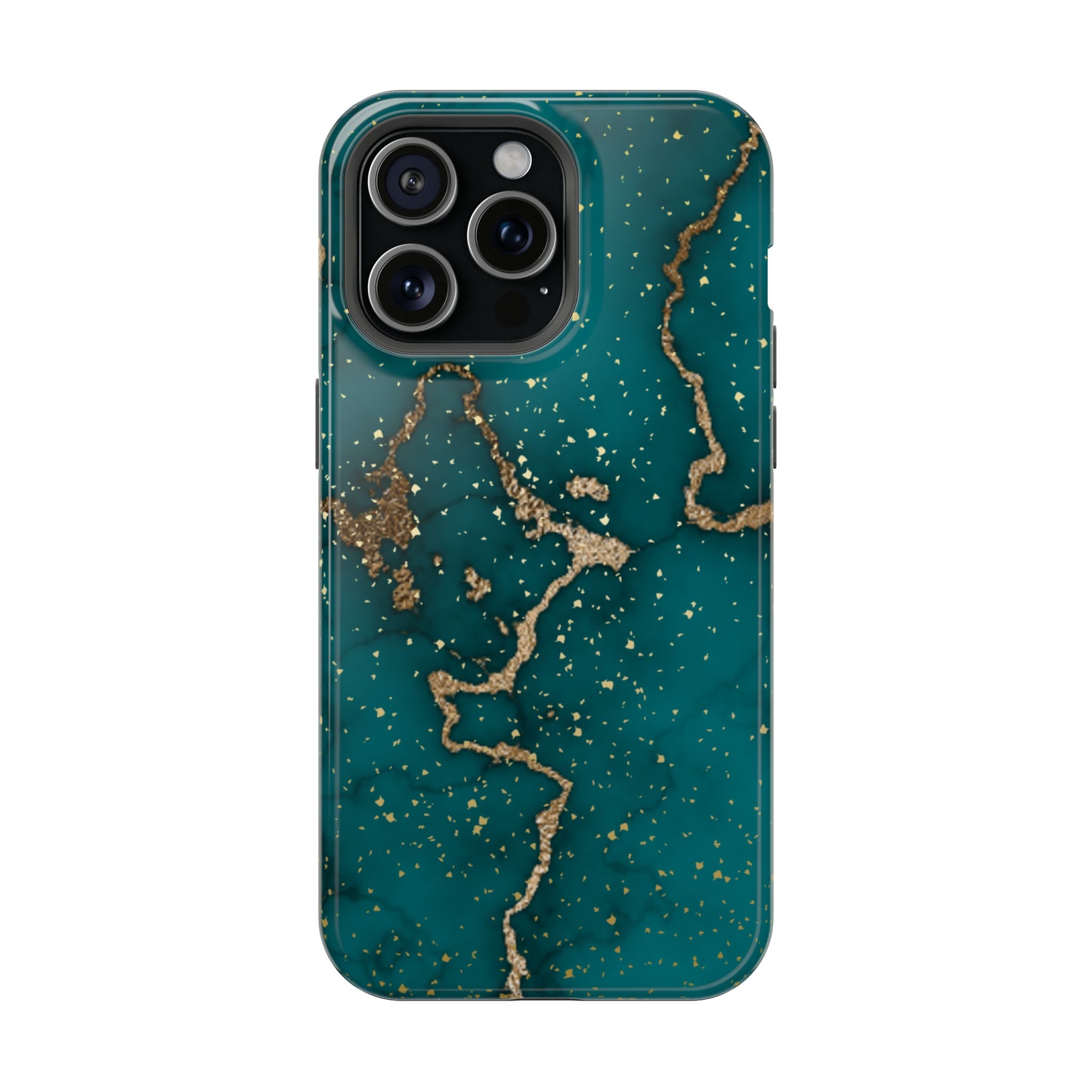 Teal & Gold Marble Phone Case Glossy Finish