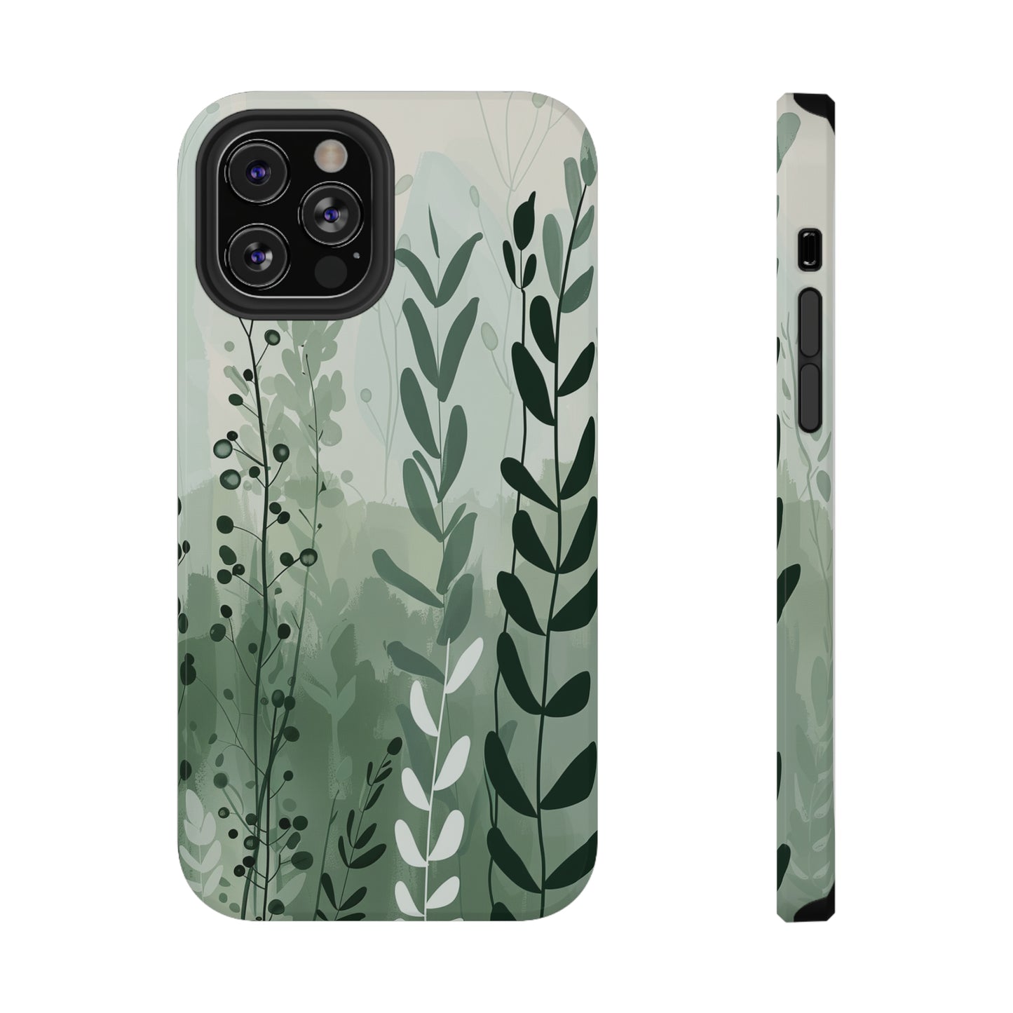 Sage Green Minimalist Floral Phone Case Glossy Finish